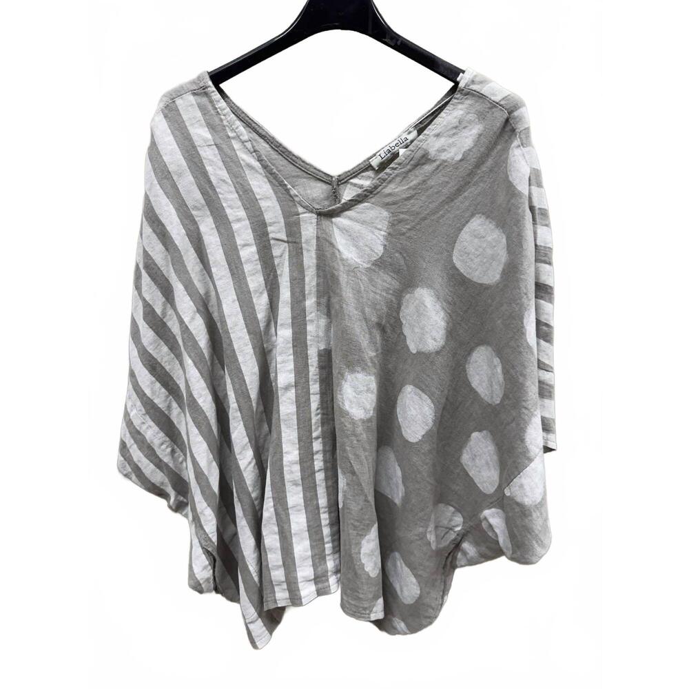 NEW LIABELLA women's linen short sleeves blouse in taupe